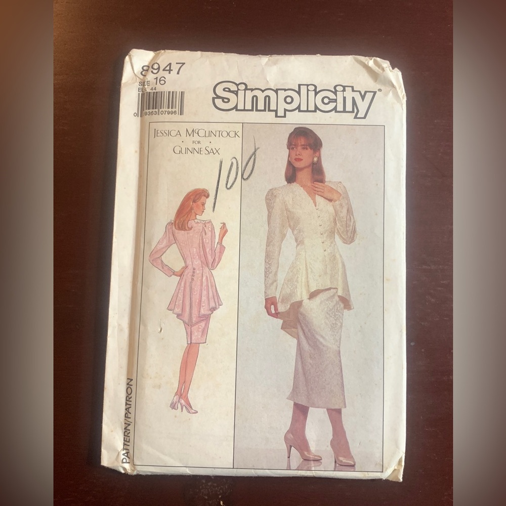 Simplicity Pattern 8947 Jessica McClintock for GunneSax Size 16 (Modern 6) Uncut